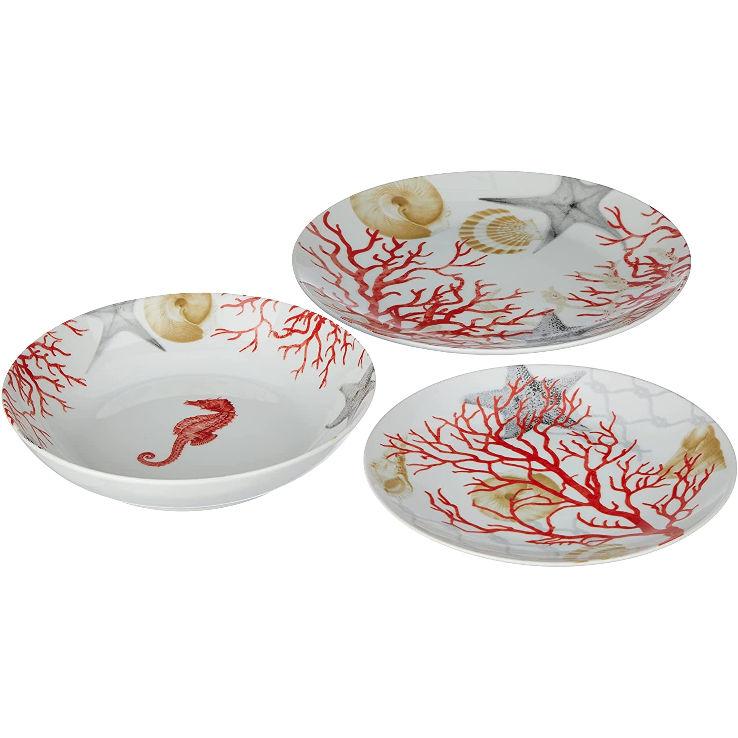 Acquista online Assiettes service 18 pièces en porcelaine et céramique Coral Excelsa